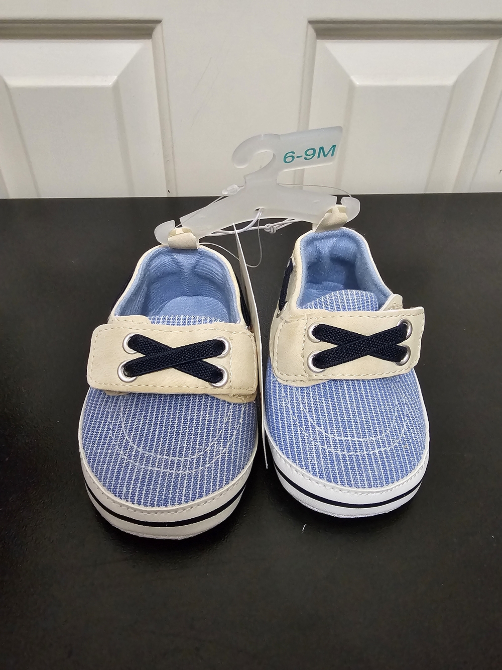 Kids Canvas Slip-On Shoes in Light Blue and Cream